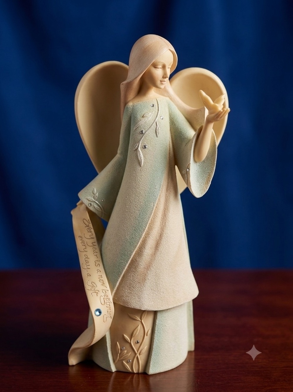 Foundations Monthly Birthstone Angels March Angel Figurine-Aquamarine